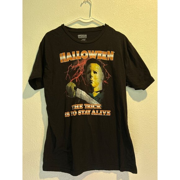 HALLOWEEN Short Sleeve Shirt Black LARGE Movie Michael MEYERS - Picture 1 of 4